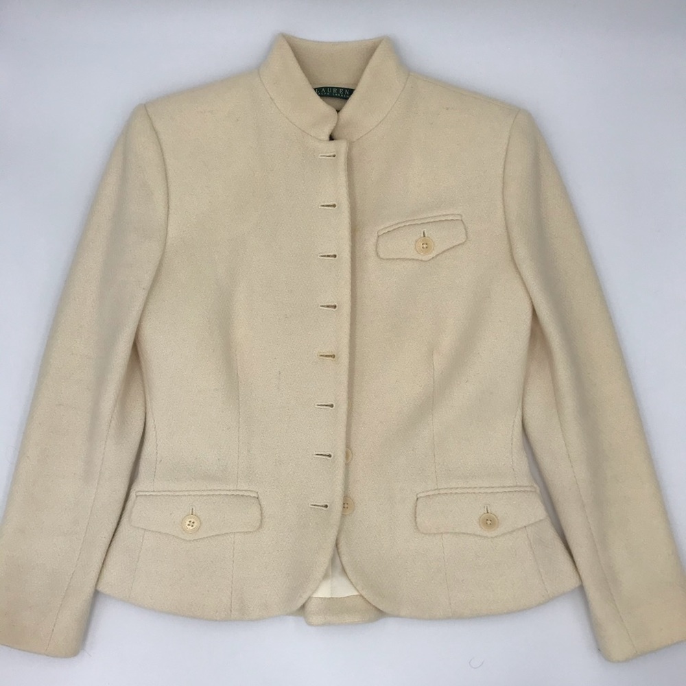 lauren ralph lauren white jacket wool 74%